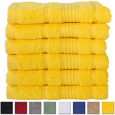 All Design Towels 6 Pack Hand Towels Set Premium Quality | Thirsty Absorbent Soft & Plush Turkish Cotton - Yellow…