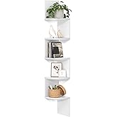 VASAGLE Corner Shelf Wall Mount, 5-Tier Floating Corner Bookshelf, Plant Shelf for Bedroom, Living Room, Bathroom, Home Offic