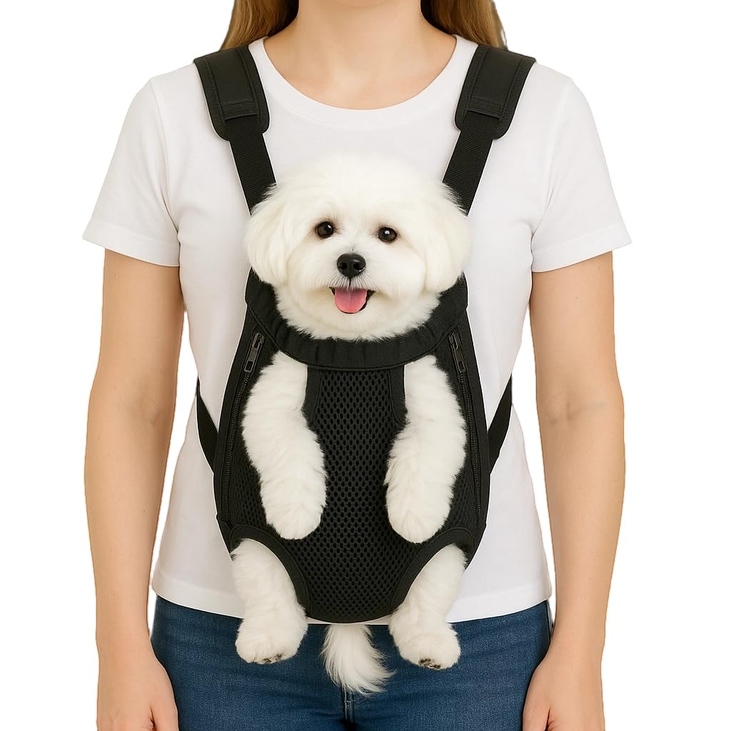 Photo 1 of *MINOR DAMAGE - USED*
Dog Backpack Carrier, Adjustable Pet Front Carriers, Legs Out Carrying Sling Travel Bag for Small Medium Dogs 10-16 Lbs, Soft Wearable Puppy Chest Carry Backpacks for Walking/Hiking/Camping/Traveling