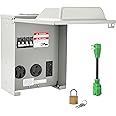 RVGUARD RV Temporary Power Outlet Panel with Breaker, ETL Listed 20 30 50 Amp RV Receptacle, Type 3R RV Electrical Outlet Panel with 20 Amp 90 Degree Adapter Cord for RV, Camper, Travel Trailer