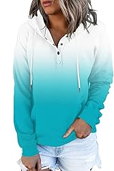 HVEPUO Womens Hoodies For Women Ombre Blue Hoodie