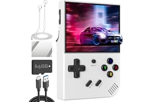 CREDEVZONE RG35XX Plus Handheld Game Console 3.5-inch IPS Retro Games Consoles Classic Emulator Hand-held Gaming Console Hand Held Games System White