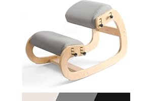 ILLUMIFURN Ergonomic Kneeling Chair Improve Posture & Relife Back Pain, Soft Memory Arc-Pad and Wood Adjustable Height Rocking Knee Chairs, Natual