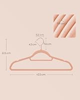 SONGMICS Velvet Hangers Set of 50 Rose Gold Hooks 0.6 cm Thick 43.5 cm view 7