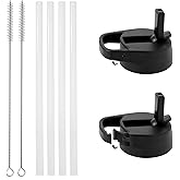 IRON °FLASK Carabiner Straw Lid for Wide Mouth Insulated Sports Water Bottles, Simple BPA Free, 2 Lids, 4 Straws, 2 Cleaning Brushes
