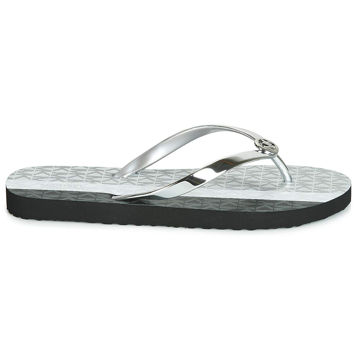 michael kors silver flip flops