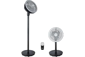 SONBION Standing Fan, Oscillating Pedestal Fan with Remote Control, Electric Fans for Home, Air Circulator Floor Fan for Room Office Garage, 3 Height Settings and 0-7H Timer Function, 12 inch Housing
