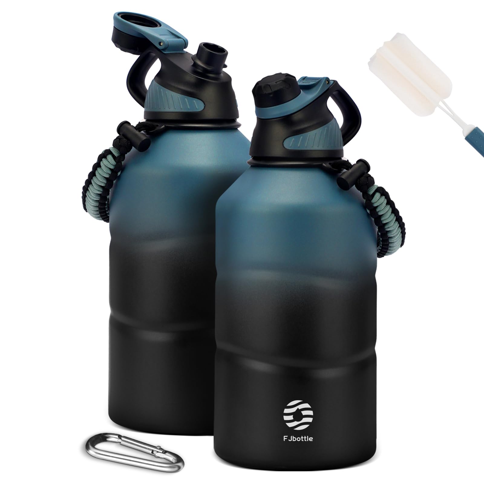 Fjbottle Stainless Steel Water Bottle 1.9L Double-Walled with Magnetic Lid, BPA Free Vacuum Insulated Water Bottle, Big Metal Drinking Flask Large Capacity Jug Leak-Proof for Sports, Camping, Gym