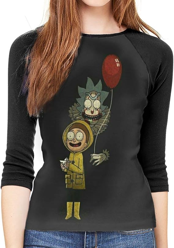 V-BAG Rick \u0026 Morty playera de algodón con cuello redondo y manga larga para mujer, Negro 2, L: Amazon.com.mx: Ropa, Zapatos y Accesorios