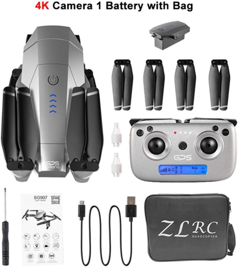 s61Ylu Mini Drone SG907 GPS Drone with 4K 1080P HD Dual Camera 5G WiFi RC Quadcopter Optical Flow Positioning Foldable Mini Drone VS E520S E58 (Storage Bag 4K One-Battery)