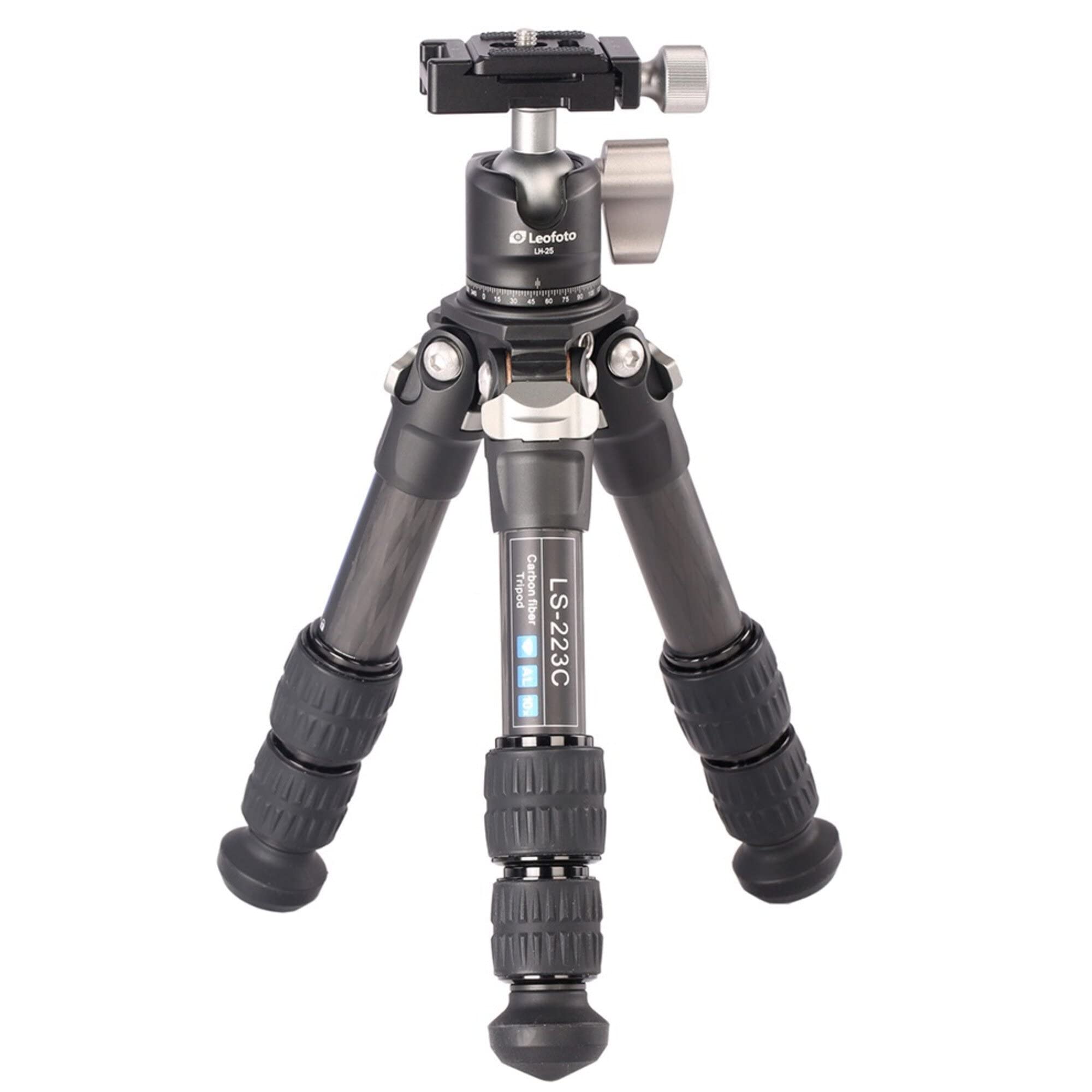 Leofoto - Ranger - Carbon Tripod including Ball Head- Legs adjustable in 3 Angles - Ideal for Macro Photography - LS-223C+LH-25 Black