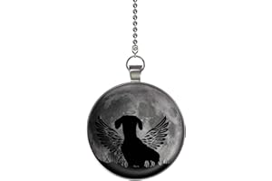 Gotham Decor Dog Breed Dachshund Angel Under Moon Glow in The Dark Fan/Light Pull Pendant with Chain