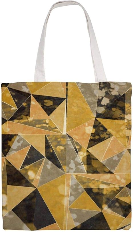 Bolsa de compras de tela para el hombro, diseño de triángulos dorados