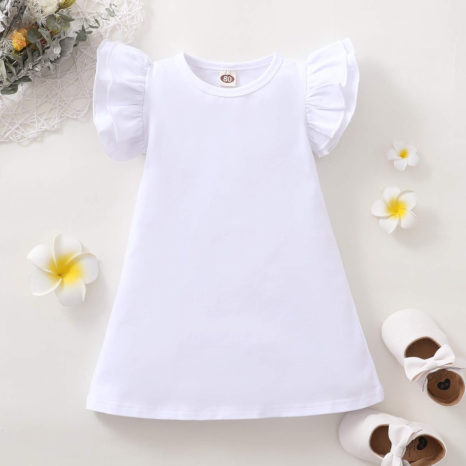 LYSMuch Toddler Baby Girl Solid Color Dress Kids Long Sleeve Ruffle Cotton Skirt Playwear: Clothing