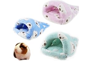 FLAdorepet Rat Hamster House Bed Winter Warm Fleece Small Pet Squirrel Hedgehog Chinchilla Rabbit Guinea Pig Bed House Cage Nest Hamster Accessories (S, Random)