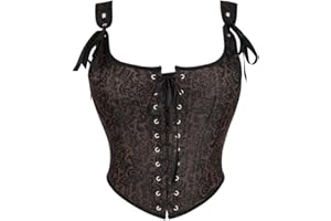 YYKSYDPT Women's Medieval Steampunk Corset Renaissance Vest Floral Lace-Up Zipper Corset Satin Sexy Fashion Boned Corset