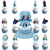 13 Pcs Anime Cake Toppers, Happy Birthday Party Decorations, Blue Cake Decorations, Cute Party Supplies for Girls