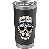 Los Angeles Mexican Sugar Skull Blue White Design Stainless Steel Insulated Tumbler
