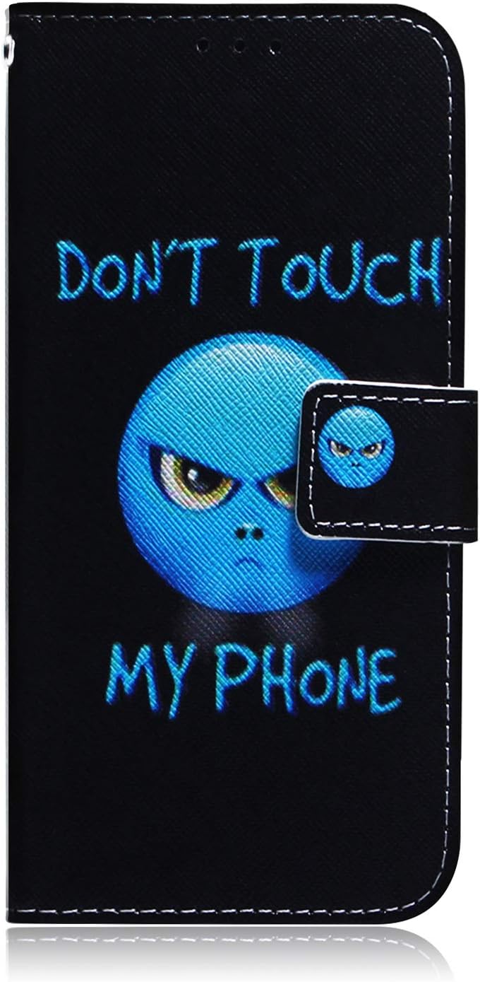 Huawei Y6 2019 Phone Case, PU Leather Wallet Case Flip Soft TPU Shockproof Shell Slim Fit Protective Cover for Huawei Y6 / Y6 Pro 2019 with Card Holder Magnetic Closure Stand - Don't Touch My Phone
