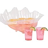 Fun Express Large Serving Bowl 18-Inch Clear Plastic Seashell Punch Bowl for Parties - Decorative Shell Bowl Beach Theme Events, Luau Celebrations & Outdoor Entertaining | Food-Safe Acrylic Design