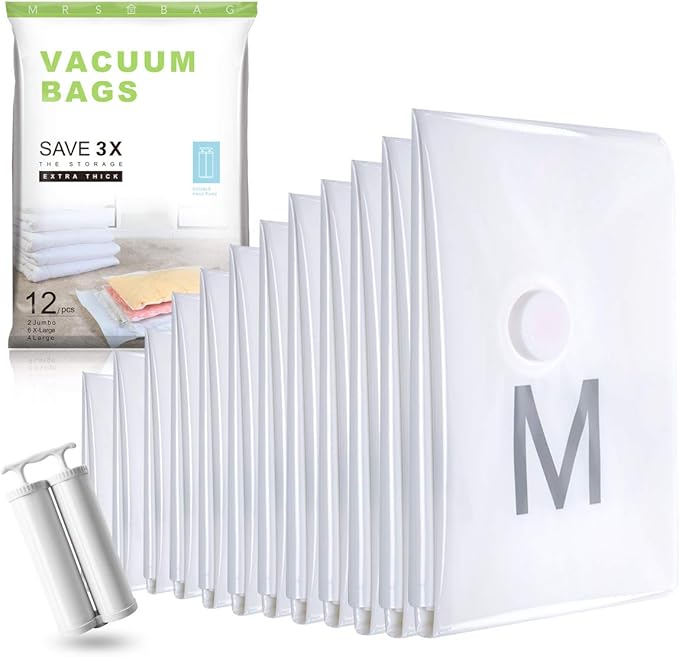 Vakuumbeutel Set aus 12 (2*Jumbo + 6*Extragroß + 4*Groß) Starke