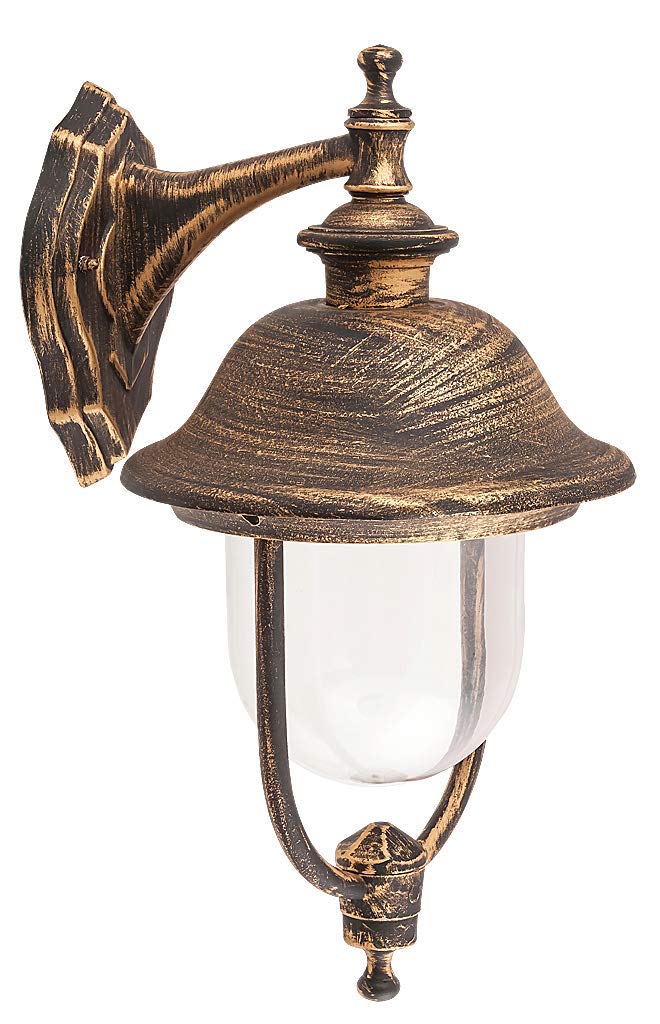 rabalux 8696 A++ to E, Outdoor Wall Light ABW. New York, Metal, E27, Antique Gold, 25.7 x 24.8 x 49.2 cm