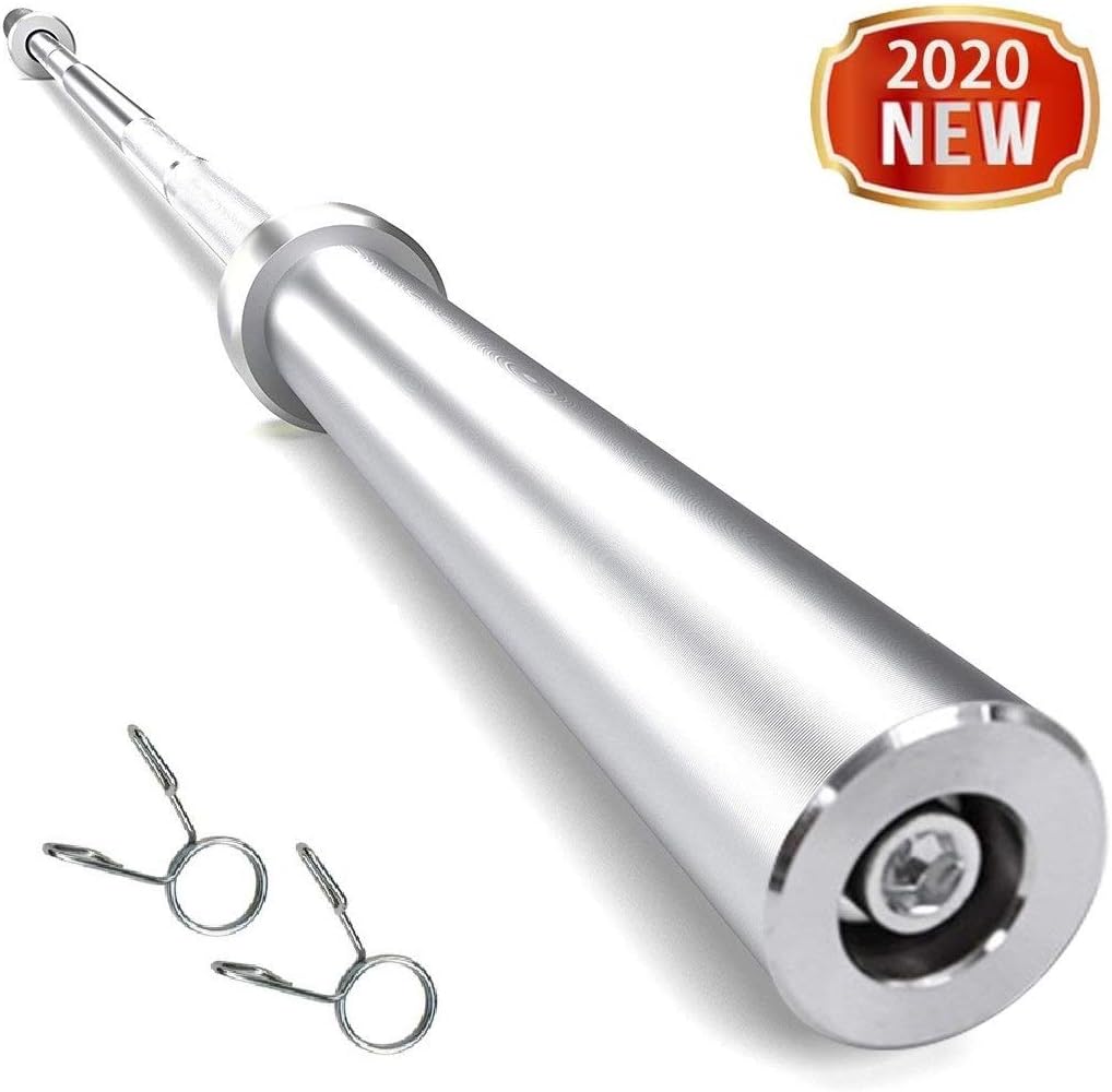 Barbell Bar - 70" Threaded Chrome Barbell Bar, 1 in Barbell Diameter with Ring Collars - Dumbbell Curl Bar wtih Barbell Spring Clip Collars for Home Gym Fitness, Weightlifting, Strength Training : Sports & Outdoors
