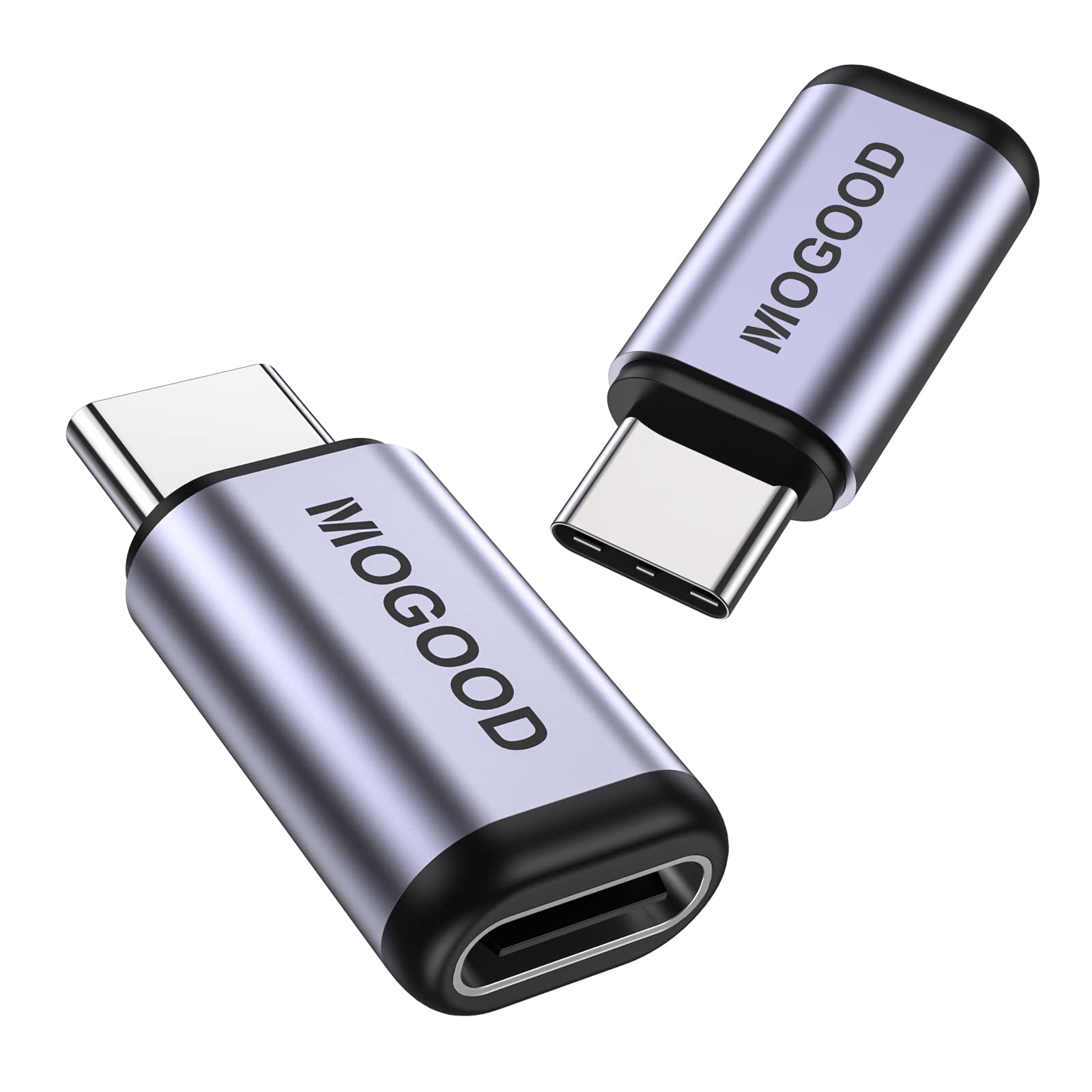 MOGOOD USB-C Male to Female Adapter - 2 Pack, 100W Fast Charging/40Gbps Data Transfer/8K@60Hz Video Output for USB 4, Thunderbolt 4/3, Laptops, Steam Deck, Switch