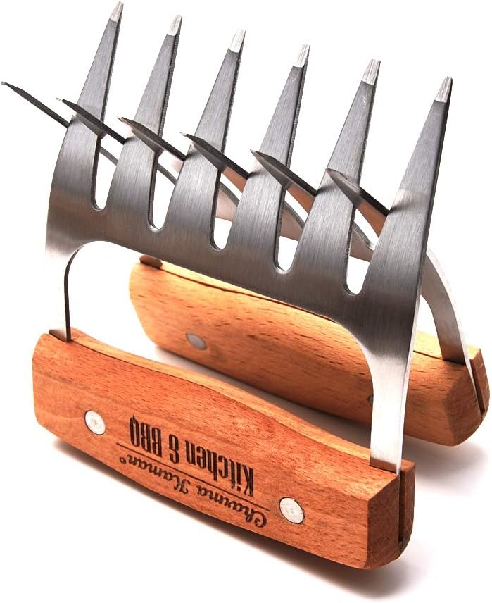 Charma Kaman Basic Pulled Pork Krallen/Fleischkrallen zum zupfen & fixieren - Bärenkrallen zum Fleisch auseinander reißen (1, Basic Metall & Holz)