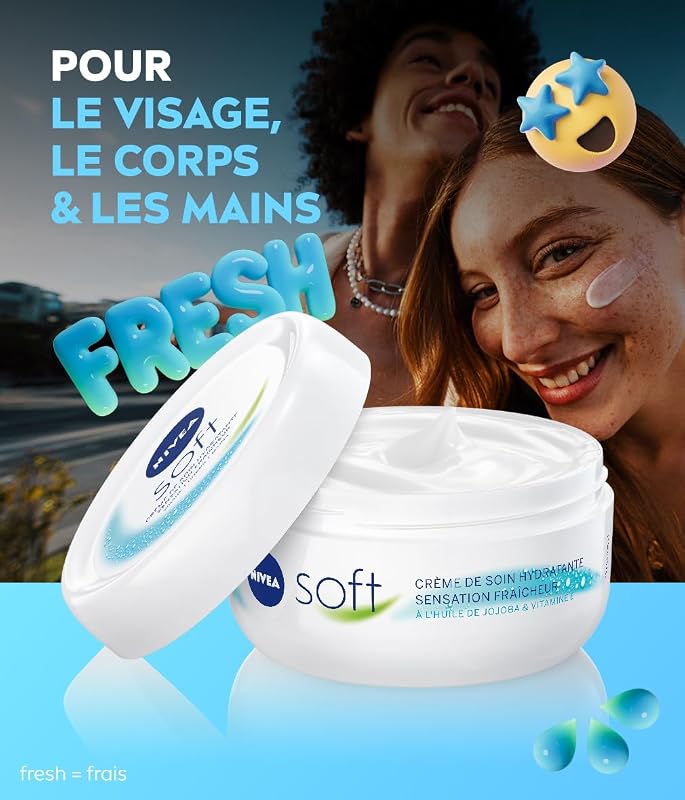 - Crème hydratante Soft visage, corps et mains, 500 ml
