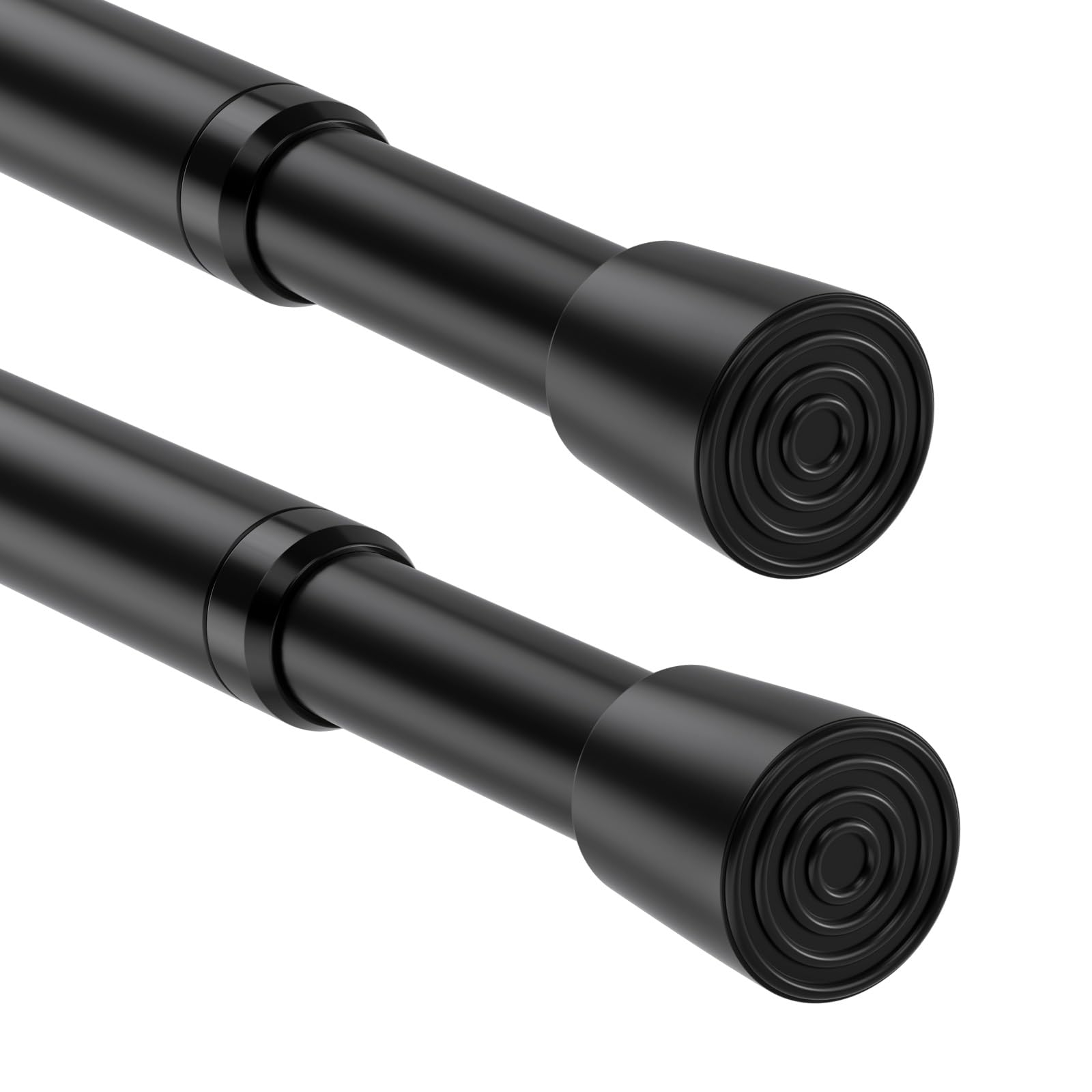 Tension Rods for Curtains 68-100cm 2Pack Balck Net Curtain Rods Shower Curtain Pole Spring Loaded Curtain Rod Extendable Curtain Rod for Window Bathroom Closet