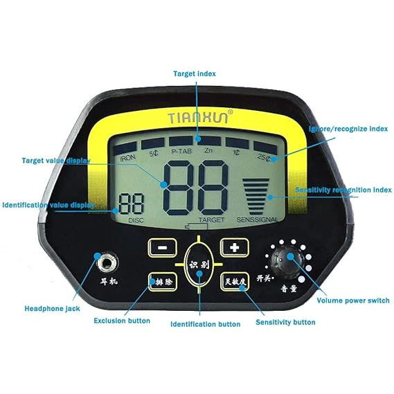 Detector de Metales de 7.0 kHz: Modo de reconocimiento de 8m All Terrain Detection Hunters Treasure Hunters con Bobina de búsqueda Sensible para ...