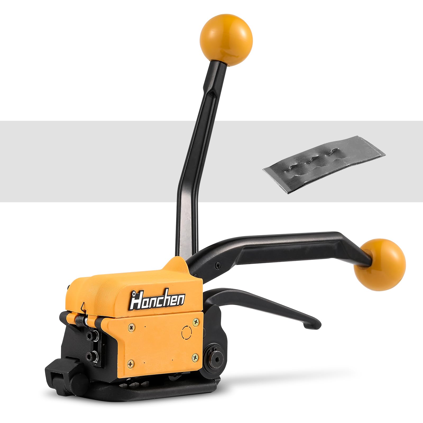 Hanchen Steel Strapping Tools Machine Manual Buckle-Free Strapping Tensioner Cutter Sealless Banding Packing Tool for 13-19mm Width Steel Straps