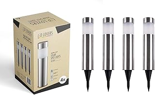 LED LOVERS 4er Set LED Solarleuchten für Garten, Außenbeleuchtung mit Erdspieß und Sensor, Gartenlampe Aussenleuchte wasserdicht, energiesparend, Höhe 27 cm