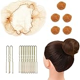 50 Pcs Hair Nets Invisible Elastic Mesh with 40 Pcs U Shaped Hair Pins for Women Hair Buns (Light Brown)