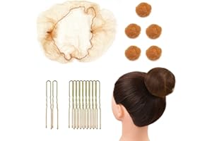 50 Pcs Hair Nets Invisible Elastic Mesh with 40 Pcs U Shaped Hair Pins for Women Hair Buns (Light Brown)