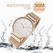Watch,Mens Women Watch Luxury Fashion Rose Gold Super Thin Case Waterproof Analog Quartz Magnetic Mesh Band Wrist Watch