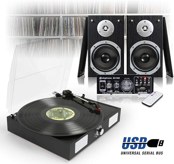 Skytronic Black LP Vinyl Record Player, Home HiFi Amazon.co.uk