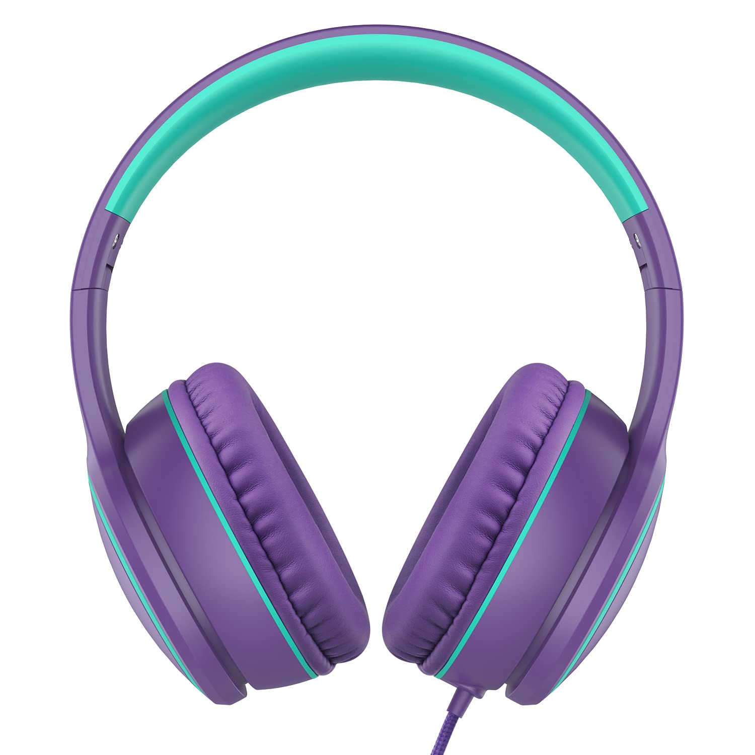 RORSOU R10 Over-Ear Headphones with Microphone, Lightweight Folding Stereo Bass Headset with 1.5M No-Tangle Cord, Portable Wired Headphones for Smartphone Tablet Computer MP3 / 4 (Purple)