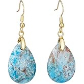 Boho Multiple Style Natural Stone Earrings for Women Unique Healing Gemstone Energy Hypoallergenic Lightweight Dangle Drop Earrings Multiple Styles Earrings Jewelry for Birthday Party Gift