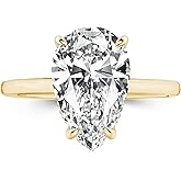 Effinny 3.5ct Solitaire Pear Shaped Engagement Ring For Women,Noble Crushed Ice Thickened 14K Gold Plated Sterling Silver Elegant Beautiful Bridal Promise Ring