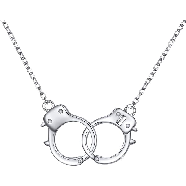 VENACOLY Collana Con Ciondolo A Forma Di Manetta, Argento Sterling S925, Pendente Abalone, Catena Regolabile 45+5 Cm, Regalo Originale
