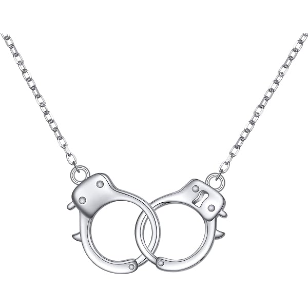 VENACOLY Collana Con Ciondolo A Forma Di Manetta, Argento Sterling S925, Pendente Abalone, Catena Regolabile 45+5 Cm, Regalo Originale