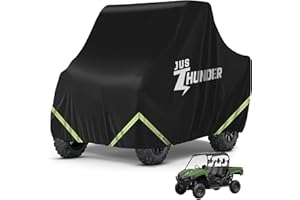 JUSTHUNDER UTV Cover, Side by Side Cover Heavy Duty Waterproof 300D Outdoor UTV Cover 2-3 Seater Compatible with Polaris Ranger RZR Can Am Defender Commander Rhino Pioneer Kawasaki Mule Teryx, Black