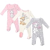 Disney The Aristocats Bambi Baby Girls 3 Pack Zip Up Sleep N' Play Coveralls Newborn to Infant