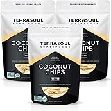 Terrasoul Superfoods Organic Toasted Coconut Chips, Pack of 3 (2.25 Lbs) - Unsweetened | Unsalted | Perfectly Toasted Coconut