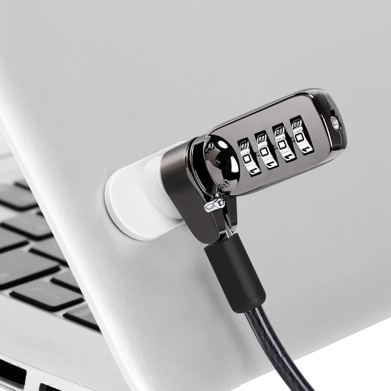 Combination Security Lock Cable for Notebook Laptop Pc Computer Monitor LCD - 2m Cable Black (Oval Sticky Board+Laptop Lock)
