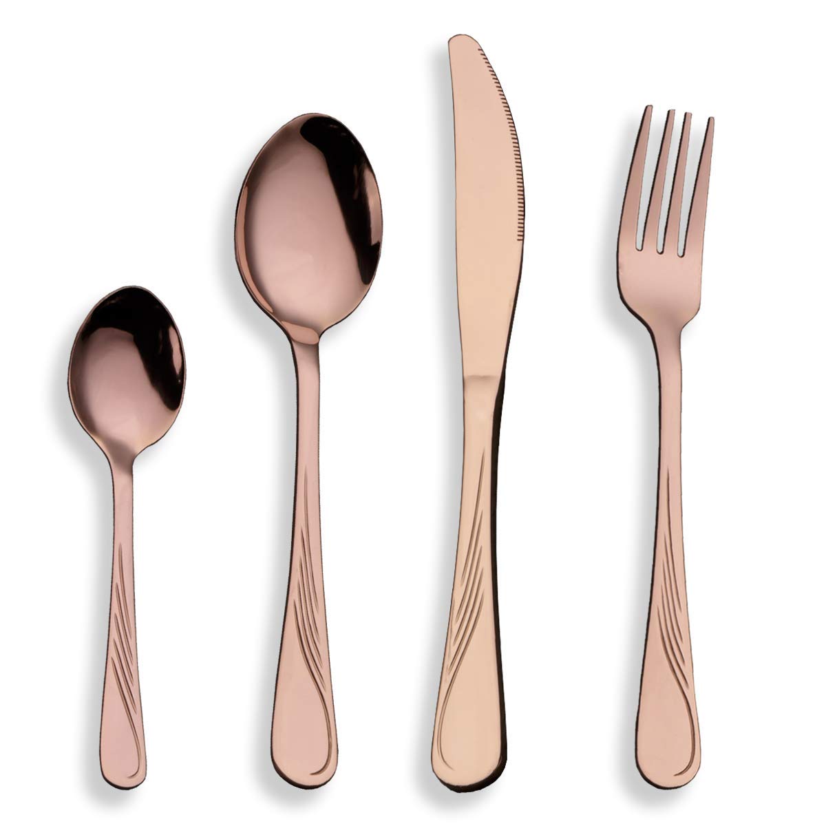 Berglander Stainless Steel Cutlery Set 24 Piece with Titanium Rose Gold