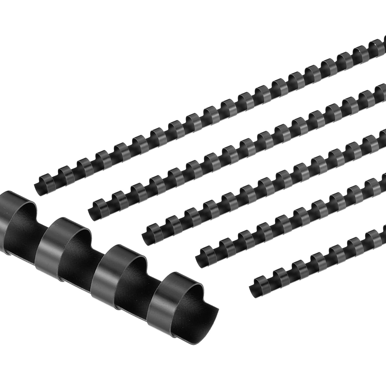 PATIKIL 12mm (1/2") Plastic Binding Combs, 100 Pcs 21 Rings Comb Binding Spines 90 Sheet Capacity Letter Size for Binding Paper Sheets, Black