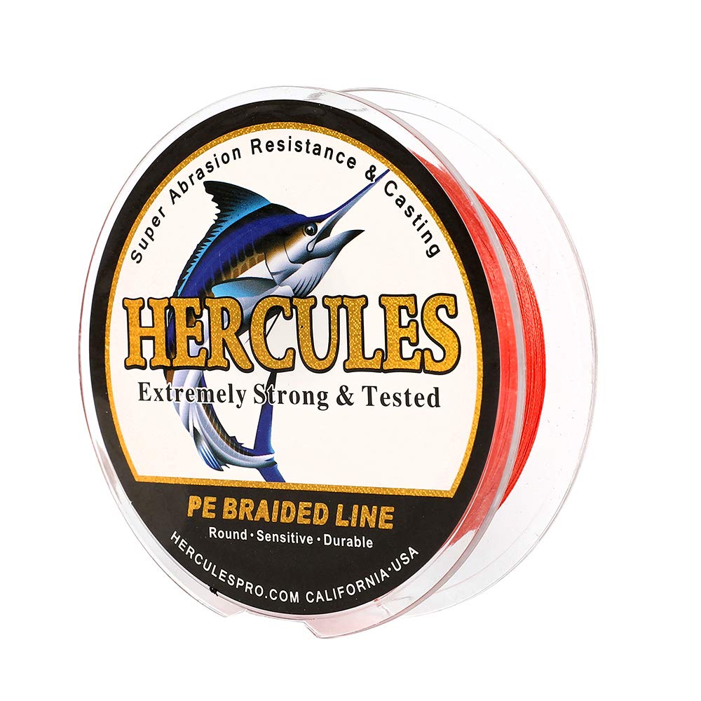 Hercules Super Cast 100M 109 Yards Braided Fishing Line 15 LB Test for Saltwater Freshwater PE Braid Fish Lines Superline 8 Strands - Red, 15LB (6.8KG), 0.16MM — image 1